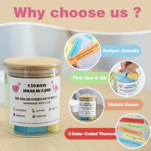 120 Date Ideas in a Jar – Romantic Couple Gift for Endless Memories